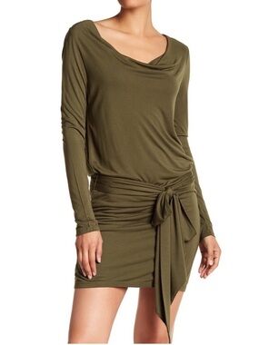 Haute Hippie Faux Wrap Low Back Long Sleeve Dress Medium